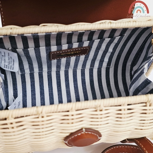 New! J. Crew Small Rattan Leather Top Handle Satchel Crossbody Bag NWT - Picture 12 of 16